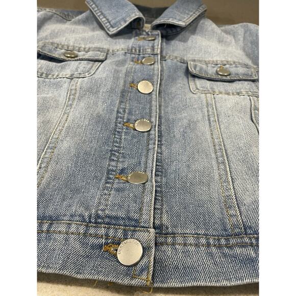 Ashley Vintage Charm Denim Jacket Women Small Blue Jean Jacket Cropped Button Up - Picture 9 of 12
